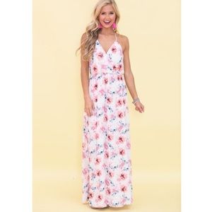 Pink Lily | Floral Maxi Dress | Size M